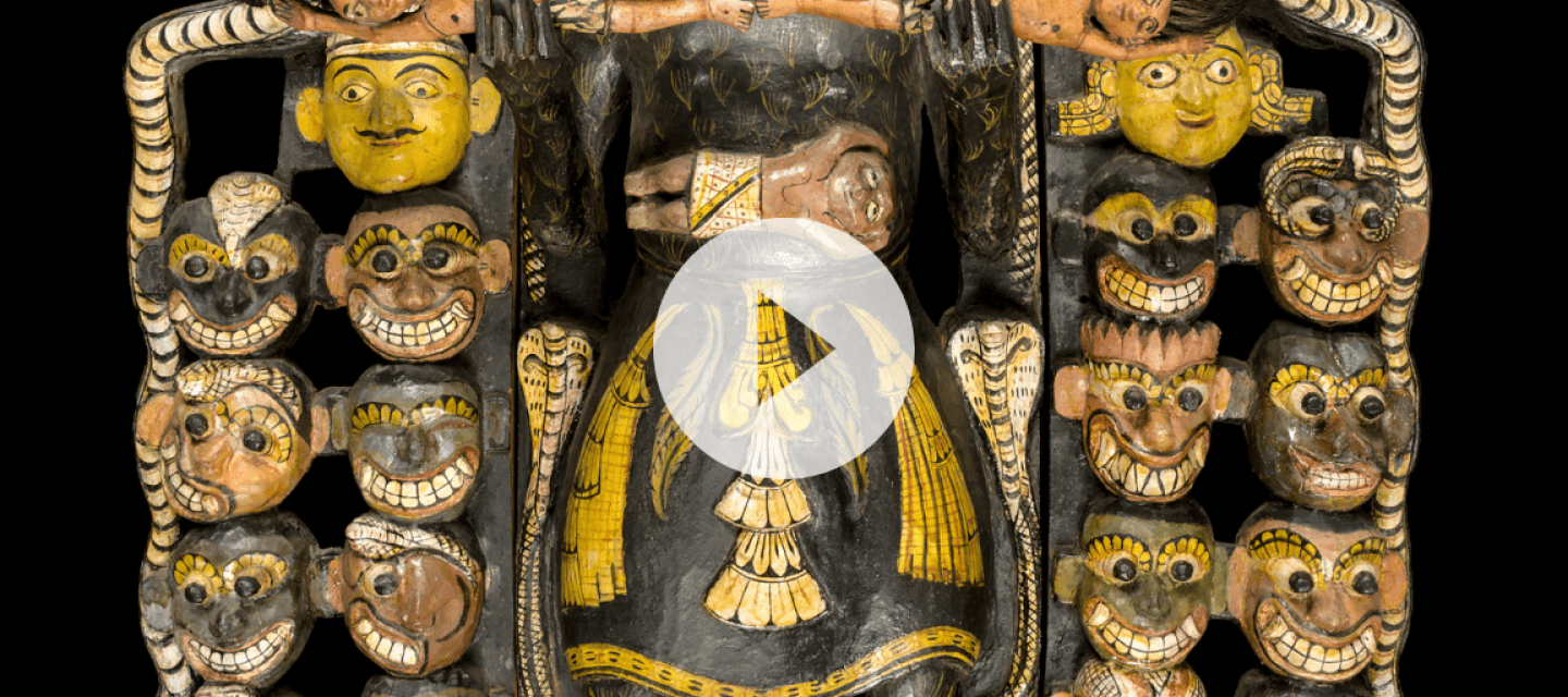 Détail d'un masque d'exorcisme du Sri Lanka
