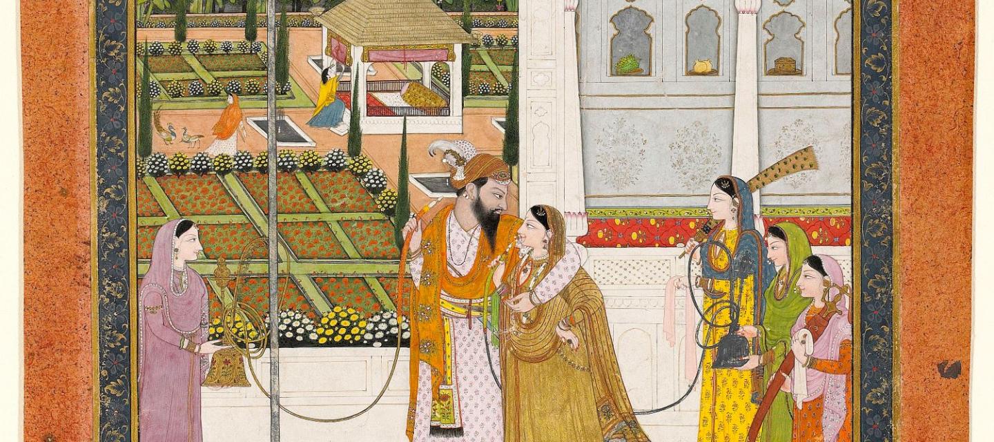 Le raja Raj Singh de Chamba et sa rani dans les jardins de Rajnagar