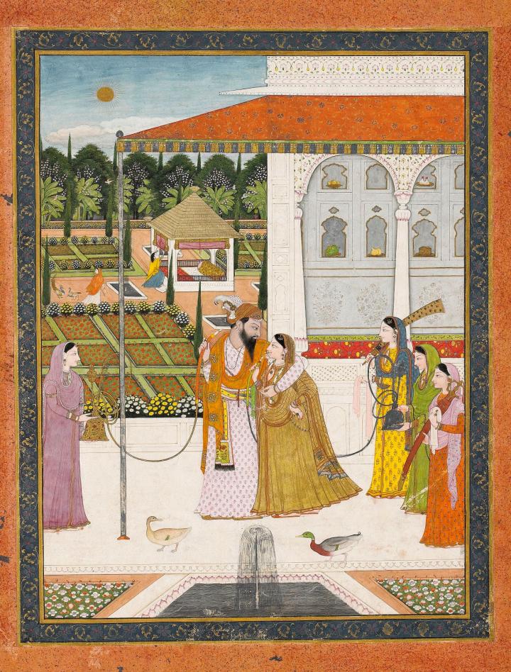 Le raja Raj Singh de Chamba et sa rani dans les jardins de Rajnagar