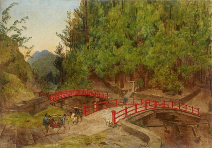 Pont sacré et pont banal à Nikko, par Félix Régamey (1844-1907)