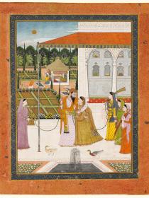 Le raja Raj Singh de Chamba et sa rani dans les jardins de Rajnagar