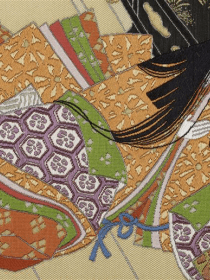 Détail du rouleau tissé du Dit du Genji
