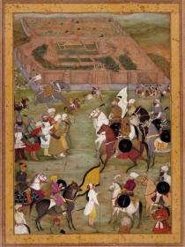 Peinture moghole décrivant la prise de la citadelle afghane de Kandahar en 1638