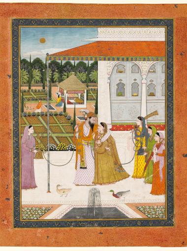 Le raja Raj Singh de Chamba et sa rani dans les jardins de Rajnagar