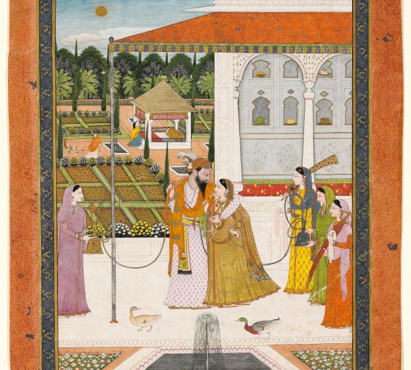 Le raja Raj Singh de Chamba et sa rani dans les jardins de Rajnagar